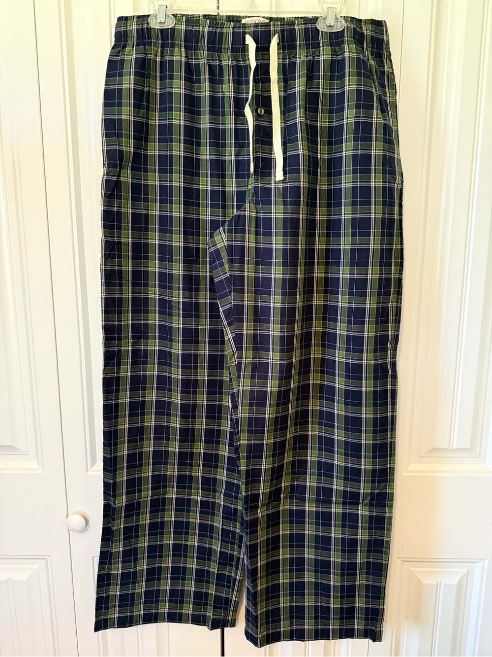 Merona Navy and Green Plaid Lounge Pants with Drawstring